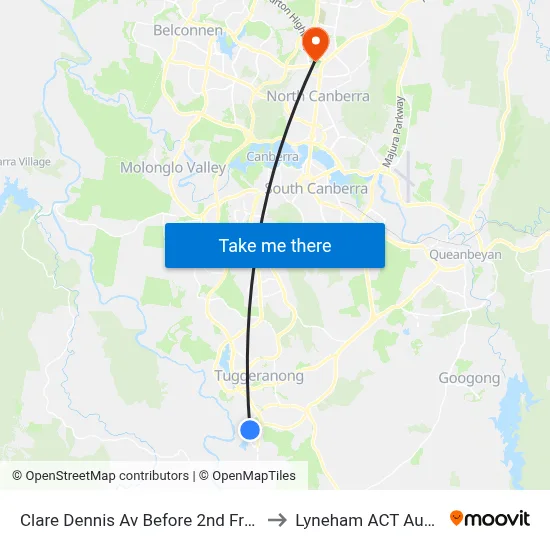 Clare Dennis Av Before 2nd Fred Ln Cr to Lyneham ACT Australia map