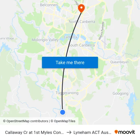 Callaway Cr at 1st Myles Connell Cr to Lyneham ACT Australia map
