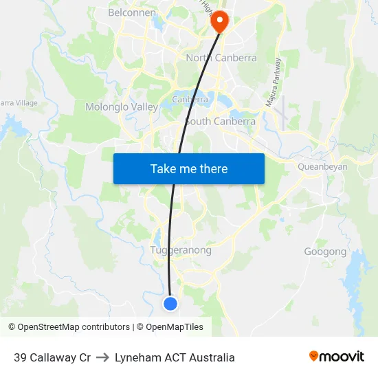 39 Callaway Cr to Lyneham ACT Australia map