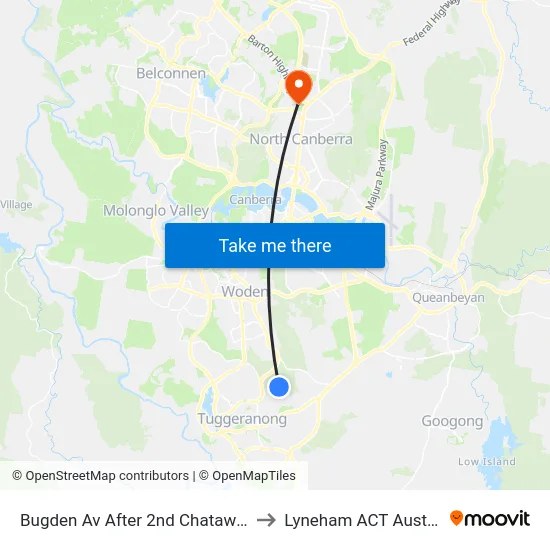 Bugden Av After 2nd Chataway Cr to Lyneham ACT Australia map