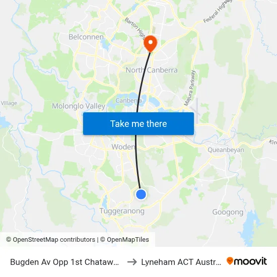Bugden Av Opp 1st Chataway Cr to Lyneham ACT Australia map