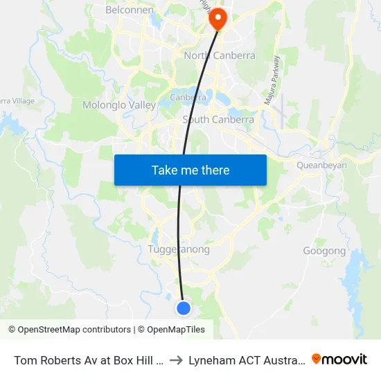 Tom Roberts Av at Box Hill Av to Lyneham ACT Australia map