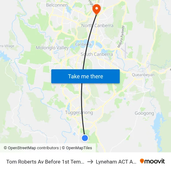 Tom Roberts Av Before 1st Templestowe Av to Lyneham ACT Australia map
