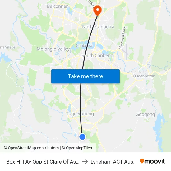 Box Hill Av Opp St Clare Of Assisi Ps to Lyneham ACT Australia map