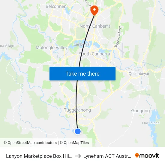 Lanyon Marketplace Box Hill Av to Lyneham ACT Australia map