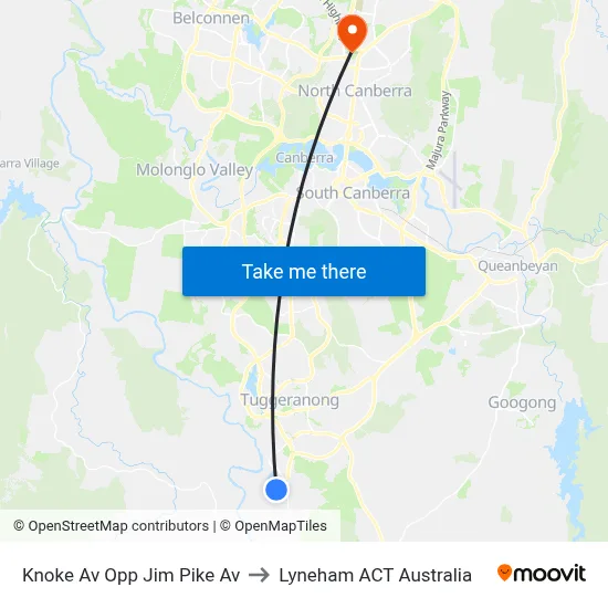 Knoke Av Opp Jim Pike Av to Lyneham ACT Australia map