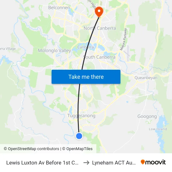 Lewis Luxton Av Before 1st Cerutty Cr to Lyneham ACT Australia map