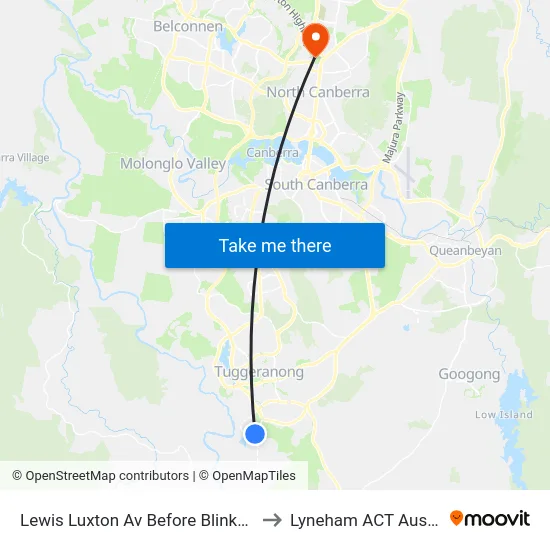 Lewis Luxton Av Before Blinkhorn Pl to Lyneham ACT Australia map