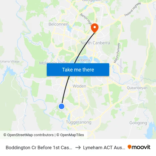 Boddington Cr Before 1st Castley Cct to Lyneham ACT Australia map