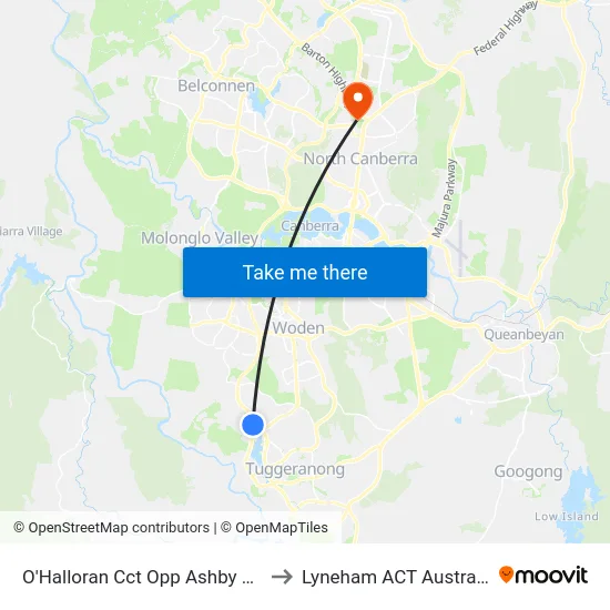 O'Halloran Cct Opp Ashby Cct to Lyneham ACT Australia map