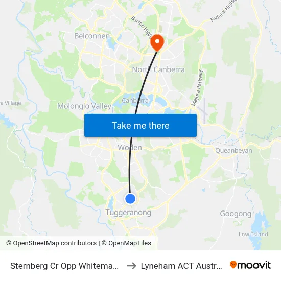Sternberg Cr Opp Whiteman Cr to Lyneham ACT Australia map
