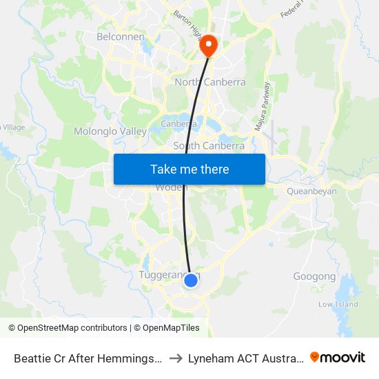 Beattie Cr After Hemmings Cr to Lyneham ACT Australia map