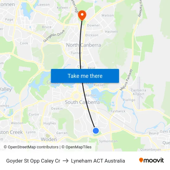 Goyder St Opp Caley Cr to Lyneham ACT Australia map