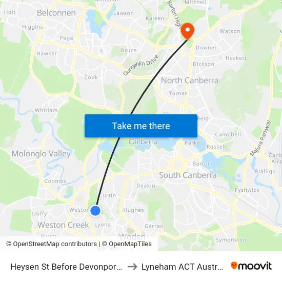 Heysen St Before Devonport St to Lyneham ACT Australia map