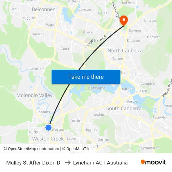 Mulley St After Dixon Dr to Lyneham ACT Australia map