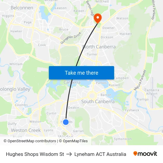 Hughes Shops Wisdom St to Lyneham ACT Australia map