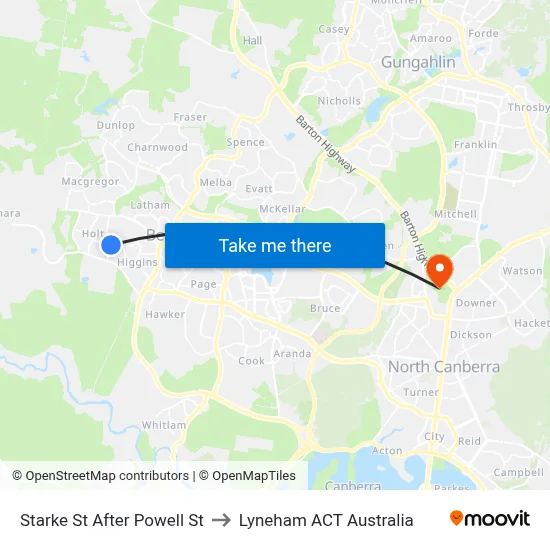 Starke St After Powell St to Lyneham ACT Australia map