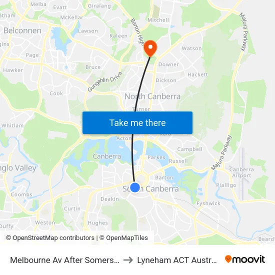 Melbourne Av After Somers Cr to Lyneham ACT Australia map