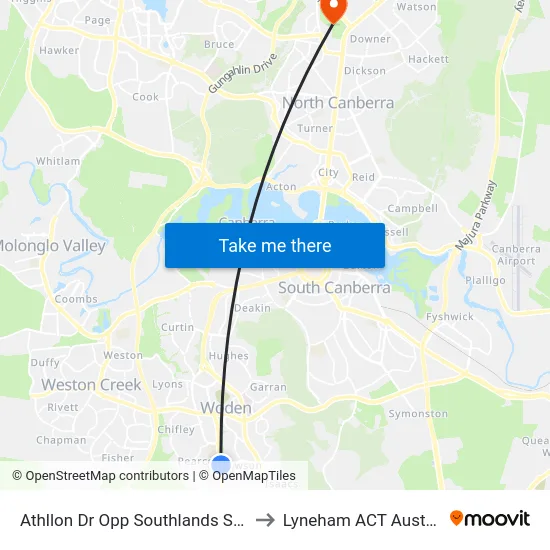 Athllon Dr Opp Southlands Shops to Lyneham ACT Australia map