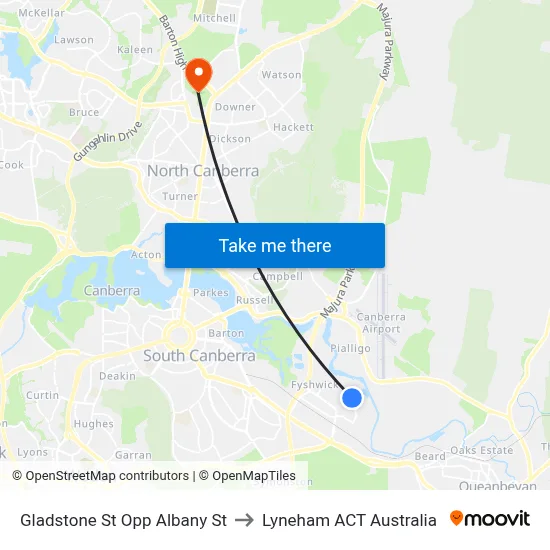 Gladstone St Opp Albany St to Lyneham ACT Australia map