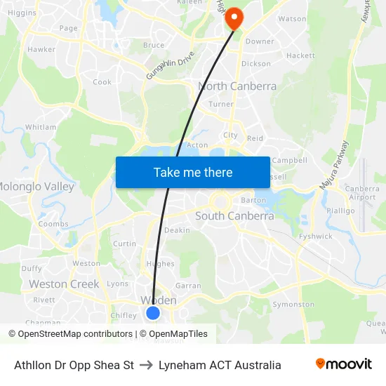 Athllon Dr Opp Shea St to Lyneham ACT Australia map