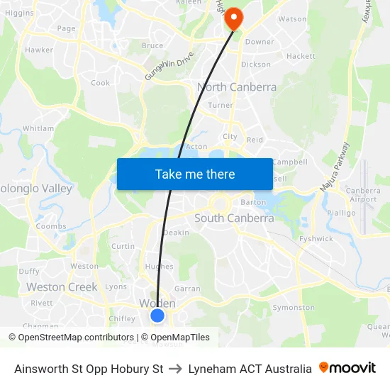 Ainsworth St Opp Hobury St to Lyneham ACT Australia map