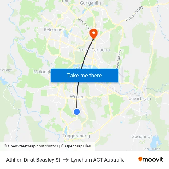 Athllon Dr at Beasley St to Lyneham ACT Australia map