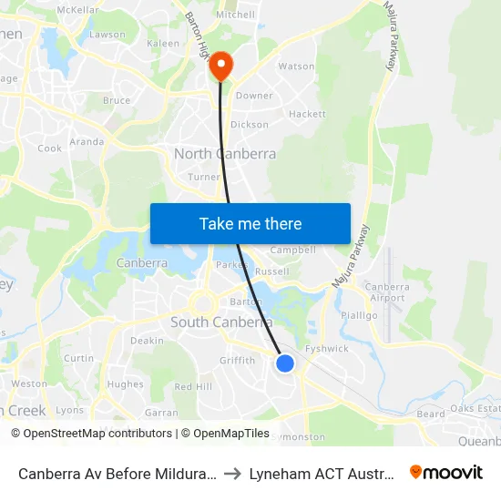 Canberra Av Before Mildura St to Lyneham ACT Australia map