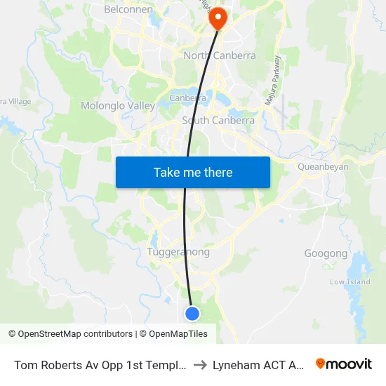 Tom Roberts Av Opp 1st Templestowe Av to Lyneham ACT Australia map
