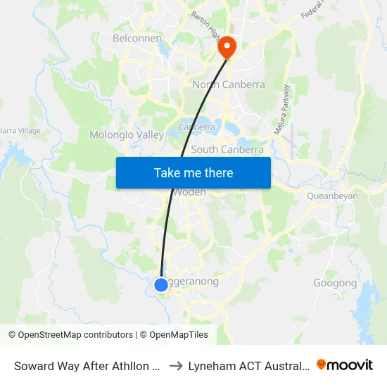 Soward Way After Athllon Dr to Lyneham ACT Australia map