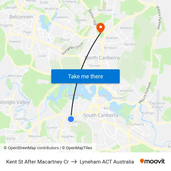 Kent St After Macartney Cr to Lyneham ACT Australia map