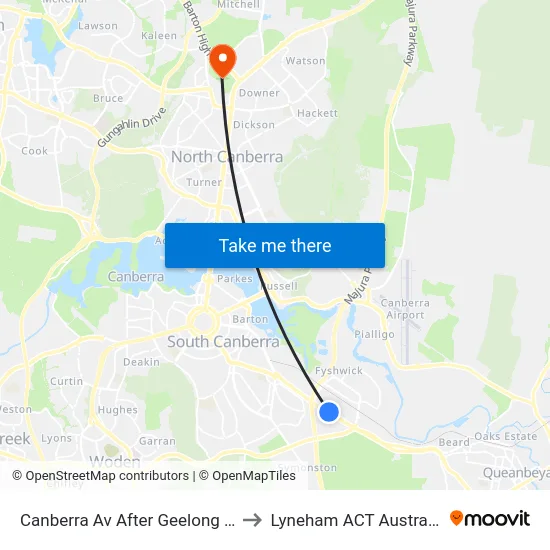 Canberra Av After Geelong St to Lyneham ACT Australia map
