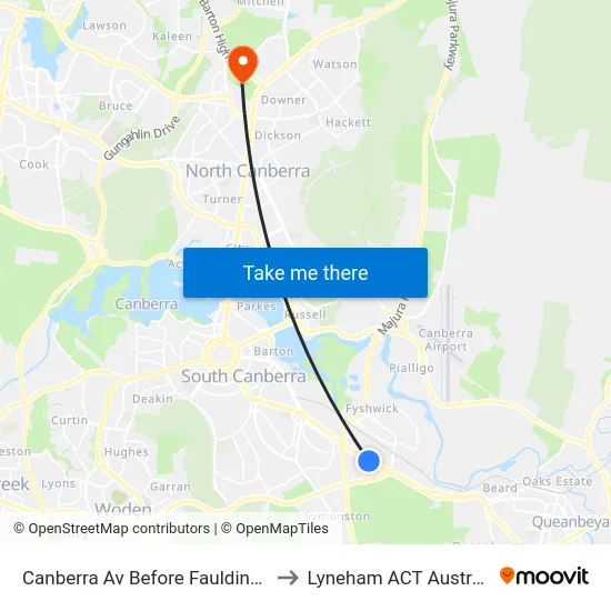 Canberra Av Before Faulding St to Lyneham ACT Australia map