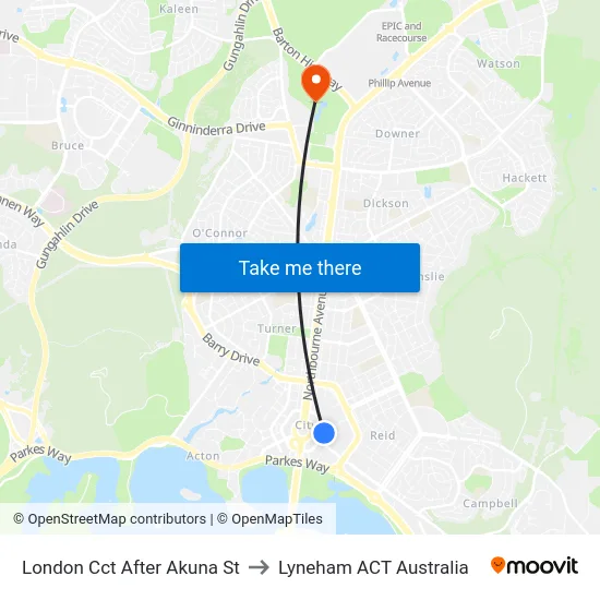 London Cct After Akuna St to Lyneham ACT Australia map
