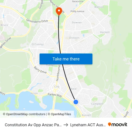 Constitution Av Opp Anzac Park East to Lyneham ACT Australia map