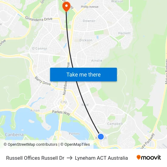 Russell Offices Russell Dr to Lyneham ACT Australia map