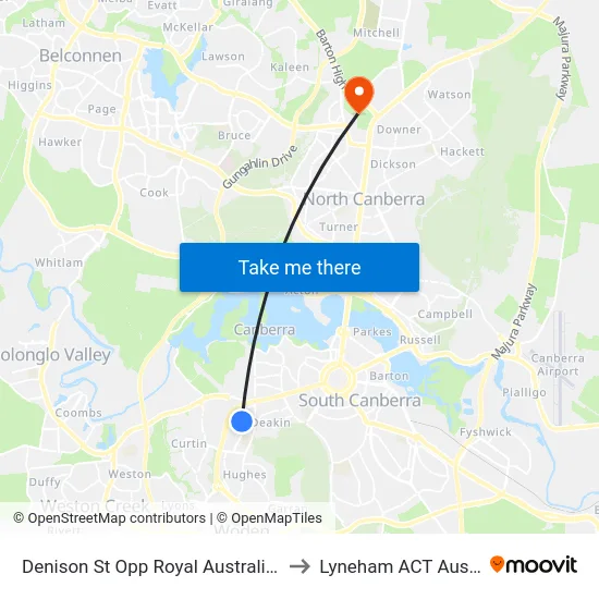 Denison St Opp Royal Australian Mint to Lyneham ACT Australia map