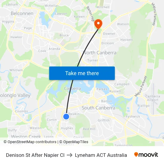 Denison St After Napier Cl to Lyneham ACT Australia map