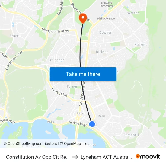 Constitution Av Opp Cit Reid to Lyneham ACT Australia map