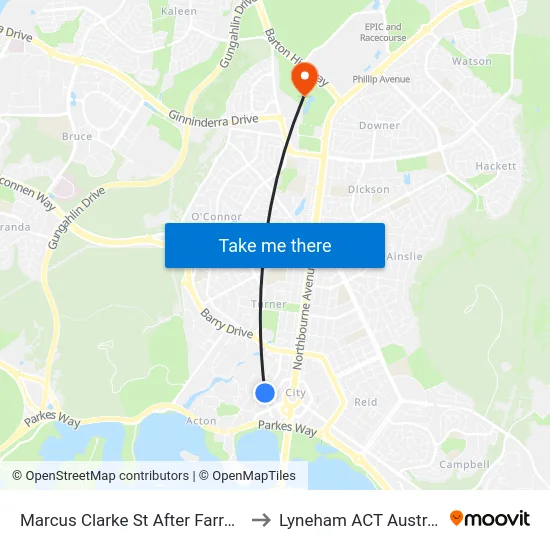 Marcus Clarke St After Farrell Pl to Lyneham ACT Australia map