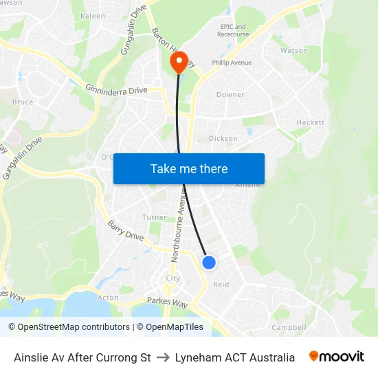 Ainslie Av After Currong St to Lyneham ACT Australia map