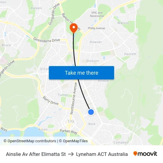 Ainslie Av After Elimatta St to Lyneham ACT Australia map