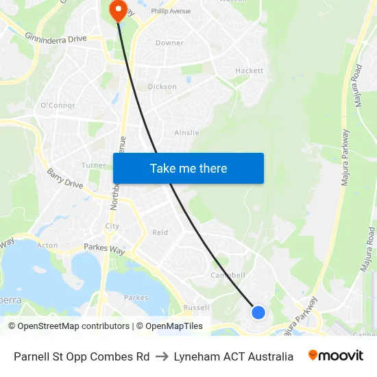 Parnell St Opp Combes Rd to Lyneham ACT Australia map