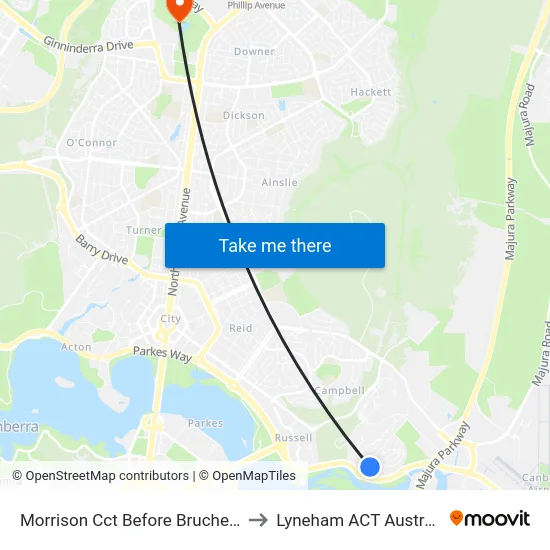 Morrison Cct Before Bruche Rd to Lyneham ACT Australia map