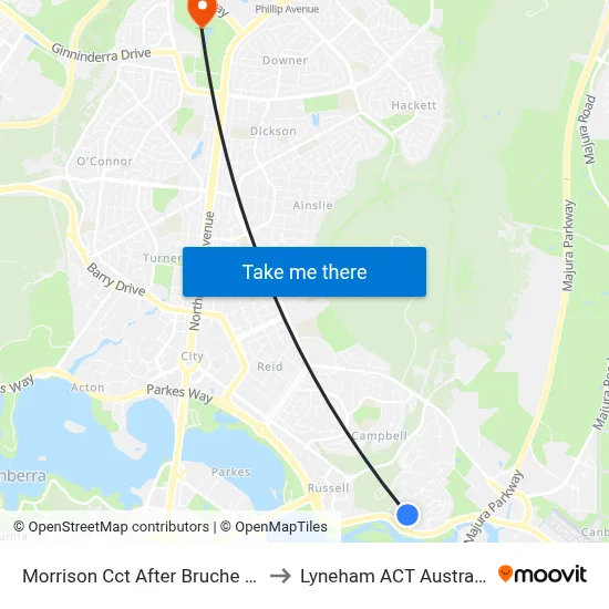 Morrison Cct After Bruche Rd to Lyneham ACT Australia map