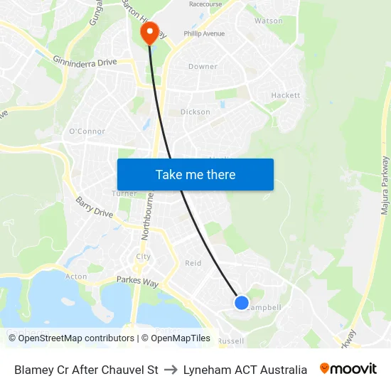 Blamey Cr After Chauvel St to Lyneham ACT Australia map