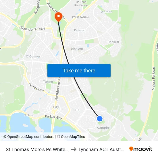 St Thomas More's Ps White St to Lyneham ACT Australia map