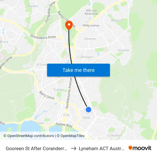 Gooreen St After Coranderrk St to Lyneham ACT Australia map