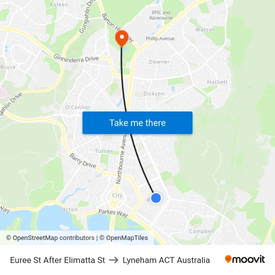 Euree St After Elimatta St to Lyneham ACT Australia map