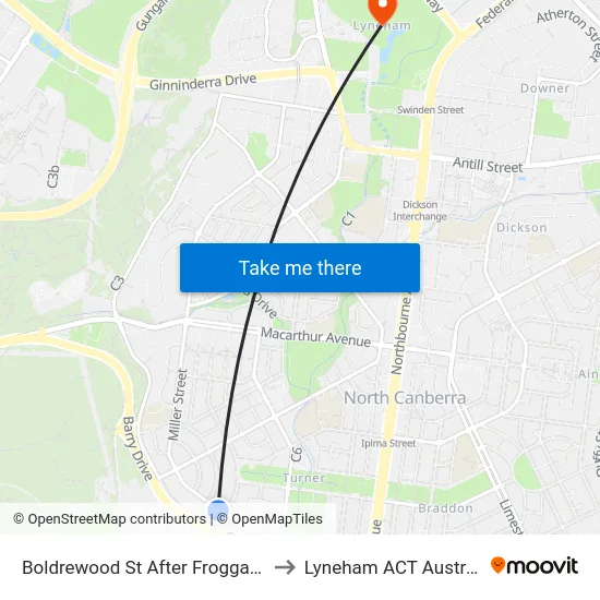 Boldrewood St After Froggatt St to Lyneham ACT Australia map